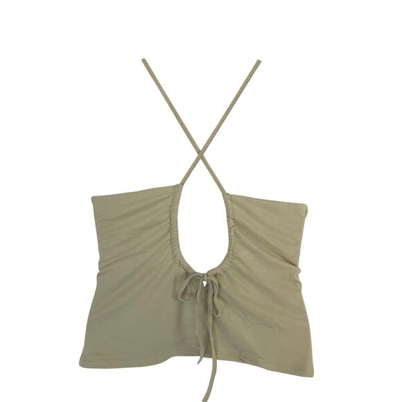 OGL Women's Eco-SkinKiss Tie Back Bandless Brami Crop Top Soft Lily Green XL New - Picture 6 of 9